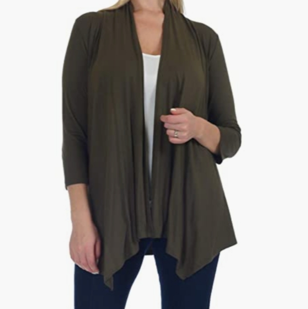 Olive flowy cardigan 4x